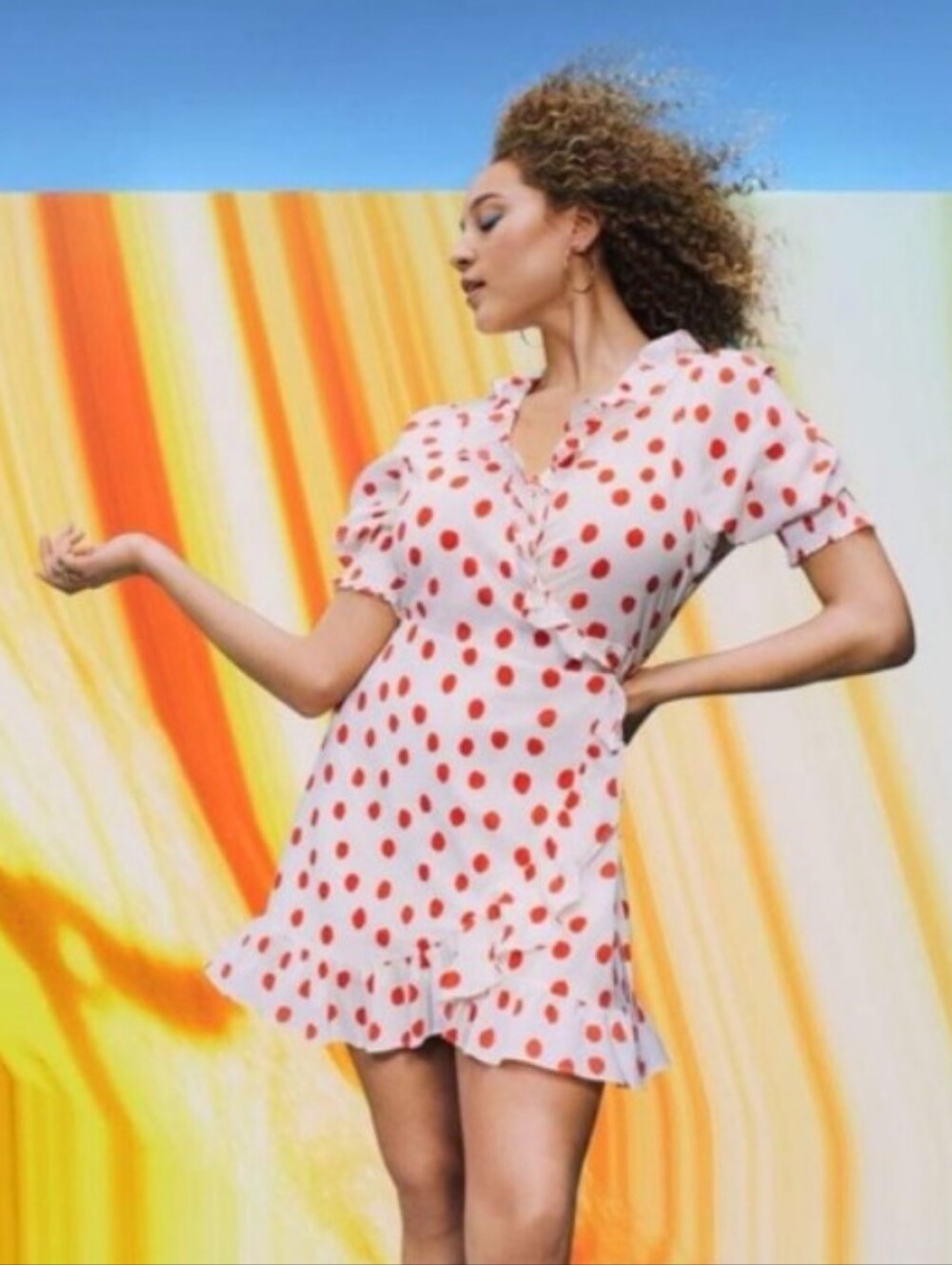 RIXO by Target WRAP POLKA DOT DRESS RUFFLE PUFF SMOCKED SLEEVES XL New With Tags
